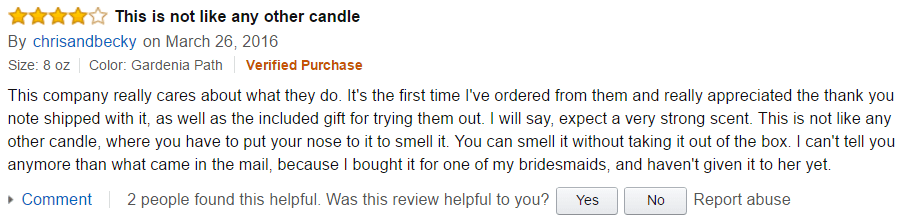 Amazon Reviews in Unrivaled Candles