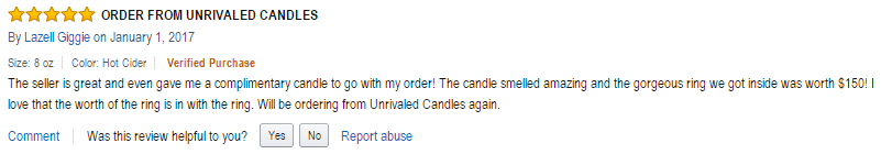 Amazon Reviews in Unrivaled Candles