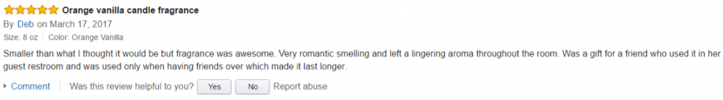 Amazon Reviews in Unrivaled Candles