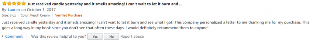 Amazon Reviews in Unrivaled Candles