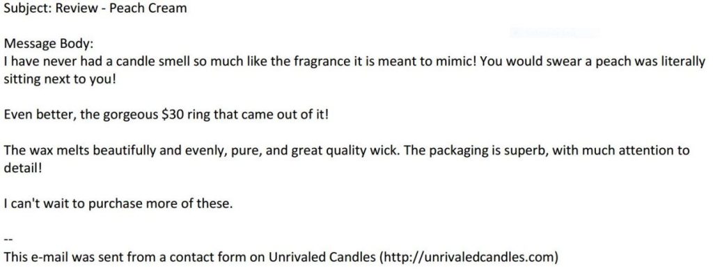 Amazon Reviews in Unrivaled Candles