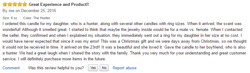 Amazon Reviews in Unrivaled Candles